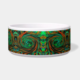 Limoengroen en Oranje Abstract Retro Draai Voerbakje