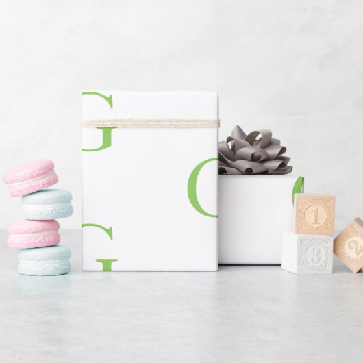 Limoengroen en wit monogram  cadeaupapier (Baby Shower)