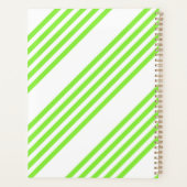 Limoengroen en wit vijf strepenpatroon planner (Achterkant)