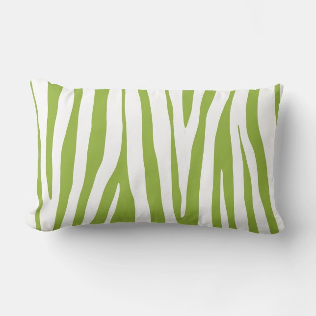 Limoengroen en wit zebra patroon kussen (Voorkant)