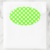 Limoengroen en Witte Stippen Ovale Sticker (Tas)