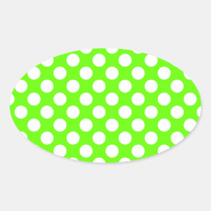 Limoengroen en Witte Stippen Ovale Sticker