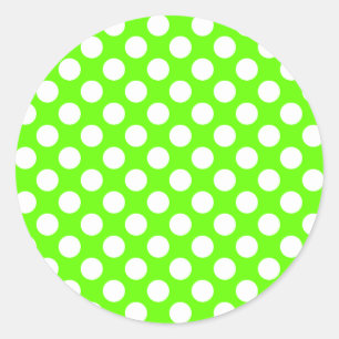 Limoengroen en Witte Stippen Ronde Sticker