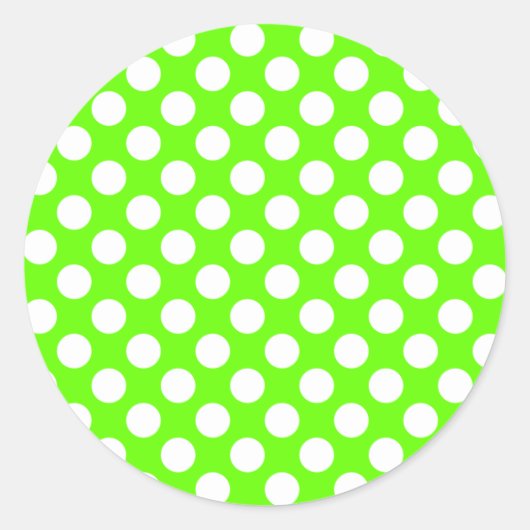 Limoengroen en Witte Stippen Ronde Sticker (Voorkant)