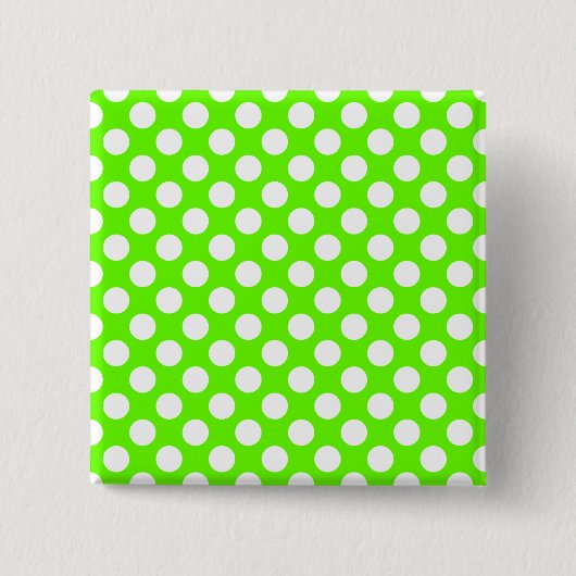 Limoengroen en Witte Stippen Vierkante Button 5,1 Cm (Voorkant)