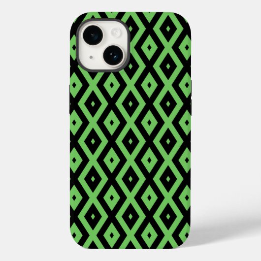 Limoengroen en zwart diamant patroon Case-Mate iPhone case (Achterkant)