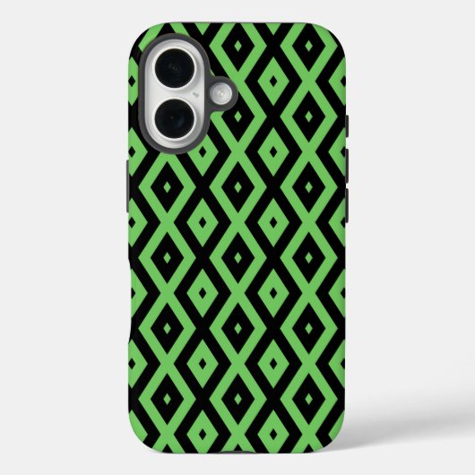 Limoengroen en zwart diamantpatroon  Case-Mate iPhone case (Achterkant)