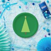 Limoengroen gestippelde moderne kerstboom papieren bordje (Feest)