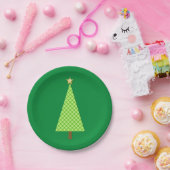 Limoengroen gestippelde moderne kerstboom papieren bordje (Feest)