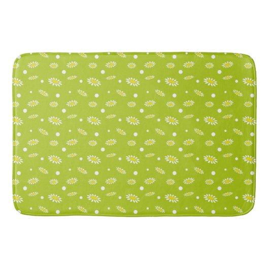 Limoengroen Madeliefje Stip Retro Lente Patroon Badmat (Voorkant)