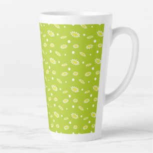 Limoengroen Madeliefje Stip Retro Lente Patroon Latte Mok