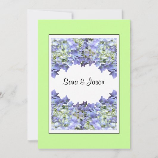 Limoengroen met Paarse Hydrangeas Kaart (Achterkant)