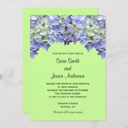 Limoengroen met Paarse Hydrangeas Kaart (Voorkant / Achterkant)