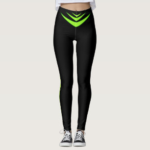 Limoengroen Triple Boomerang op Zwart Leggings