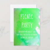 Limoengroen waterverf modern picknickfeest kaart (Voorkant / Achterkant)