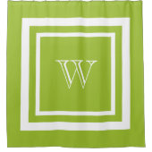 Limoengroen Wit Omlijst Monogram Douchegordijn (Voorkant)