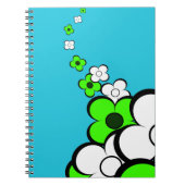 Limoengroen Witte Bloemen Notitieboek (Voorkant)