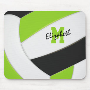 Limoengroen zwart monogram volleybal muismat