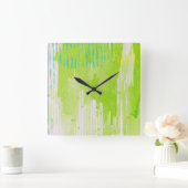 limoengroene abstracte kunst vierkante klok (Huis)
