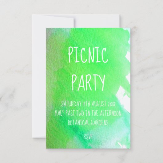 Limoengroene aquarel moderne picknickfeest kaart (Voorkant)