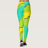 Limoengroene, Blauwgroen en gele Leggings (Achterkant)