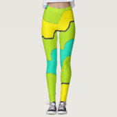 Limoengroene, Blauwgroen en gele Leggings (Voorkant)
