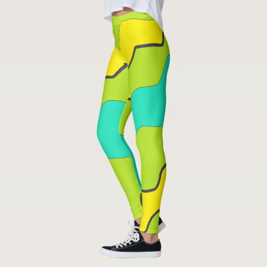 Limoengroene, Blauwgroen en gele Leggings (Links)