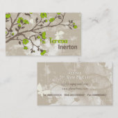 limoengroene bloemetjes bloemengrunge taupe visitekaartje (Voorkant / Achterkant)