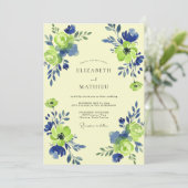 Limoengroene Bloemige Wervelende Huwelijk Kaart (Staand voorkant)