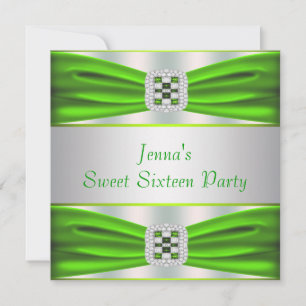 Limoengroene diamanten Sweet Sixteen uitnodiging