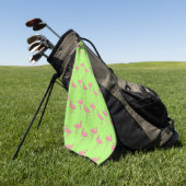Limoengroene Flamingo's Patroon Golfhanddoek (Groen)