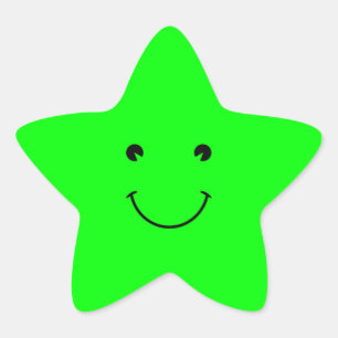 Limoengroene glimlach ster sticker