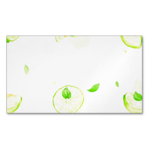 Limoenschijfjes Watercolor Patroon Groen Citrus Ku Magnetisch Visitekaartje