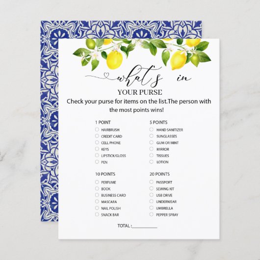 Limoentak en blauwe mozaïek Wat zit er in je tas (Voorkant / Achterkant)