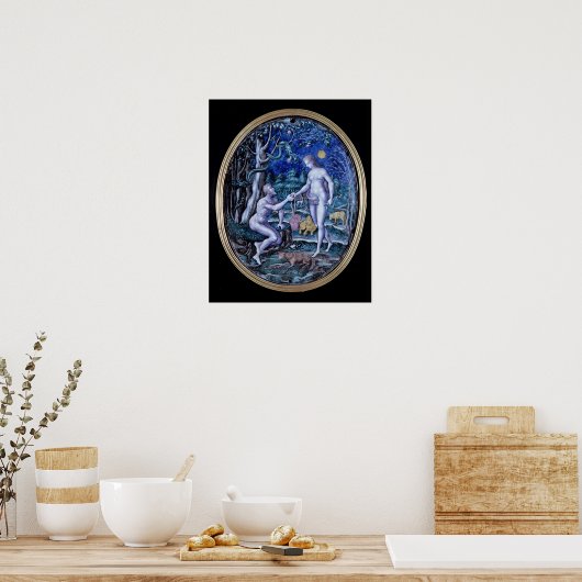Limoges plaque, waarin Adam en Eva zijn afgebeeld, Poster (Keuken)
