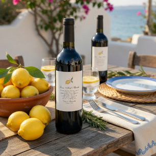 Limon huwelijks wijnlabel Italiaanse Amalfikust Wijn Etiket