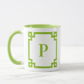 Limon-Lime Griekse Sleutel Rand Monogram Mok (Links)