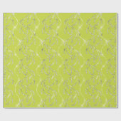 Limon Yellow Spark Laurel Floral Silver Diamonds Cadeaupapier (Vlak)