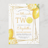 Limonade Aquarel 2e Verjaardagsfeest Uitnodiging (Voorkant)