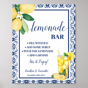 Limonade Bar Blauwe Middellandse Zee Citroen Bord Poster