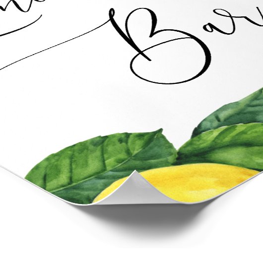 Limonade Bar Bord | Citroen Bruiloftsdrank Station Poster (Hoek)