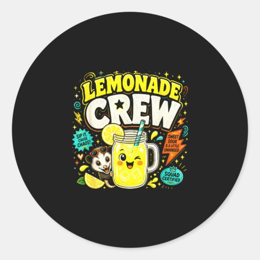 Limonade bemanning grappige schattige kinderen lim ronde sticker (Voorkant)