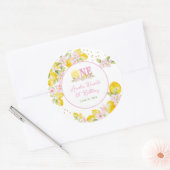 Limonade Bloemige 1e Verjaardag Ronde Sticker (Envelop)