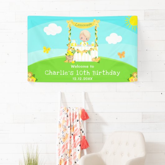 limonade blond haar jongen verjaardag welkom spandoek (Insitu)