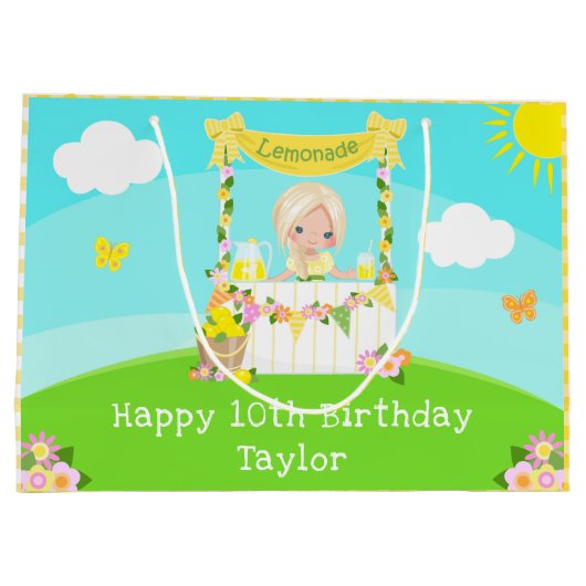 limonade blond haar meisje gelukkig verjaardag groot cadeauzakje (Achterkant)