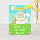 limonade blond haar meisje gelukkig verjaardag kaart (Gele Bloem)