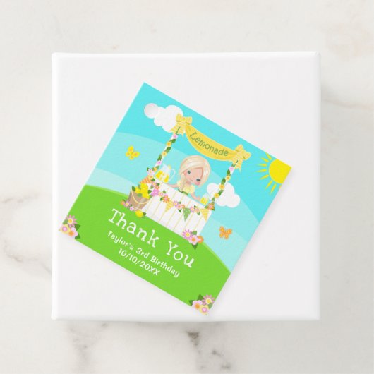 limonade blond haar meisje verjaardag dank u bedankjes labels (In situ)