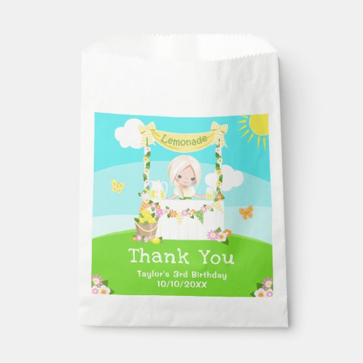 limonade blond haar meisje verjaardag dank u bedankzakje (Voorkant)