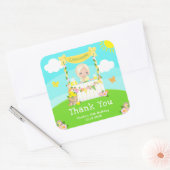 limonade blond haar meisje verjaardag dank u vierkante sticker (Envelop)