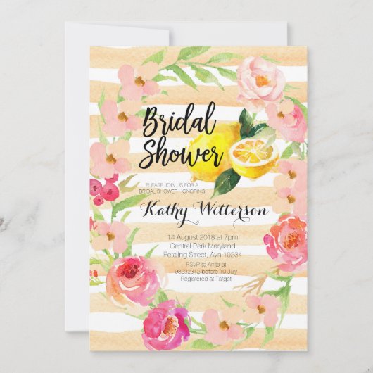 Limonade Bruiloft Feest uitnodiging aquarel (Voorkant)